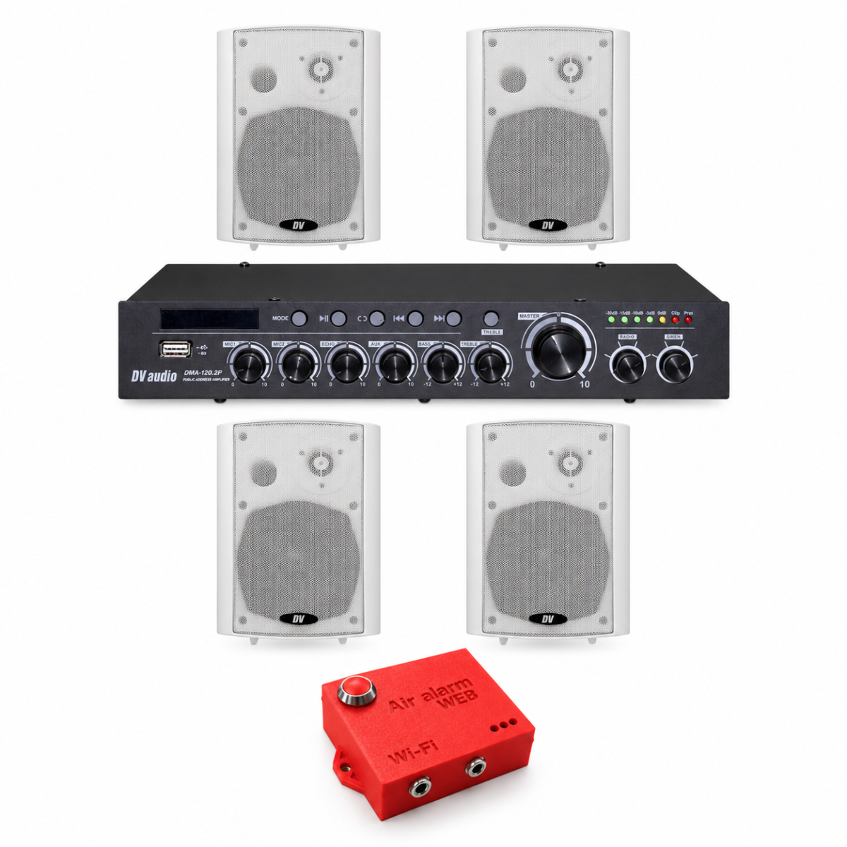 Комплект оповещения о воздушной тревоге AIR alert Wi-Fi + DV audio DMA12044532W — до 120 м²