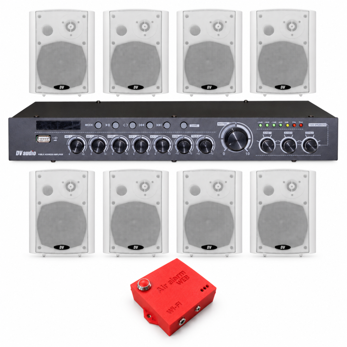 Комплект оповещения о воздушной тревоге AIR alert Wi-Fi + DV audio DMA1808422W — до 240 м²