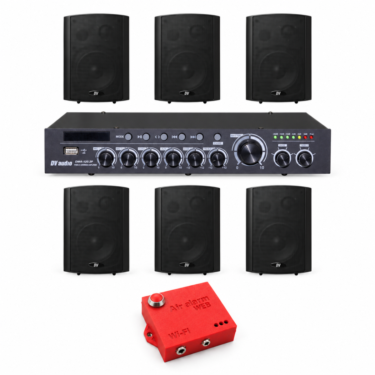 Комплект оповещения о воздушной тревоге AIR alert Wi-Fi + DV audio DMA1206422B — до 180 м²