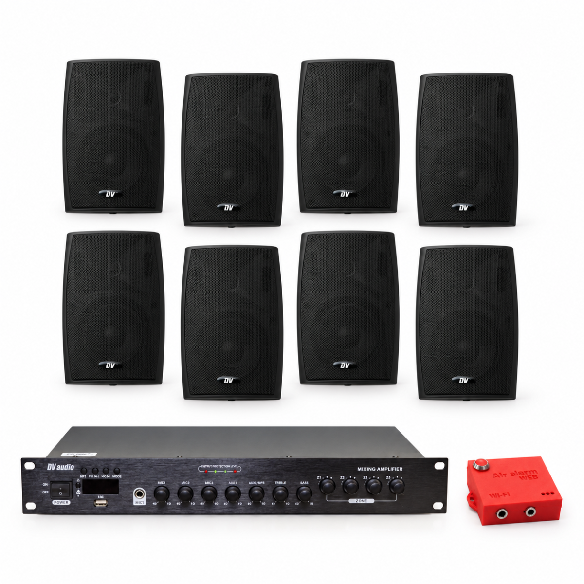 Комплект оповещения о воздушной тревоге AIR alert Wi-Fi + DV audio LA1208PB4B — до 160 м²