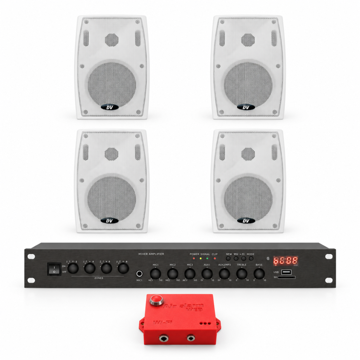 Комплект оповещения о воздушной тревоге AIR alert Wi-Fi + DV audio LA1004PB4W — до 120 м²