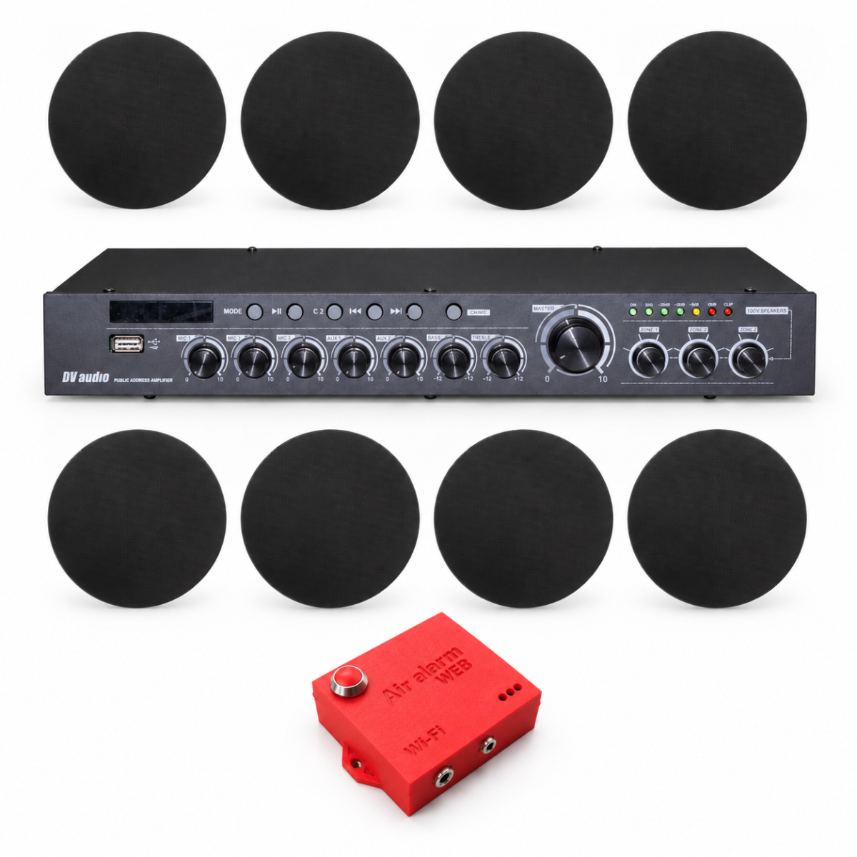 Комплект оповещения о воздушной тревоге AIR alert Wi-Fi + DV audio DMA2408CMG6B — до 240 м²